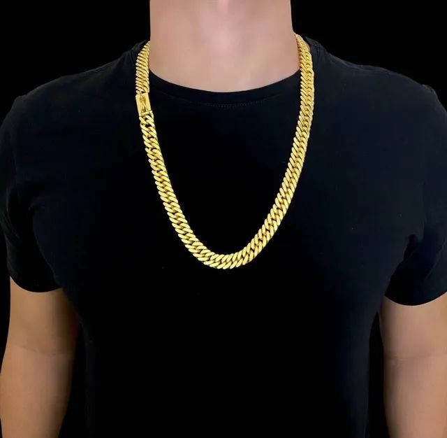 CORDÃO GRUMET 13MM- BANHADO A OURO 18K 