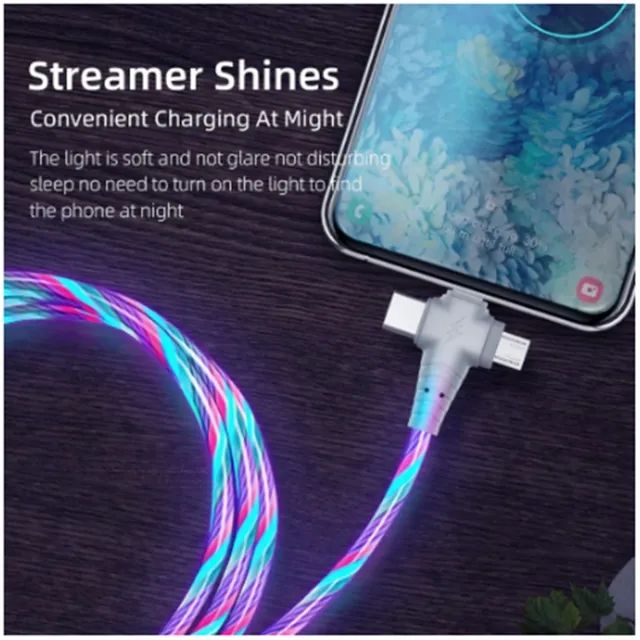 Produto Novo Cabo de Carregamento USB 3 em 1 luminoso tipo-C Original - Foto 4