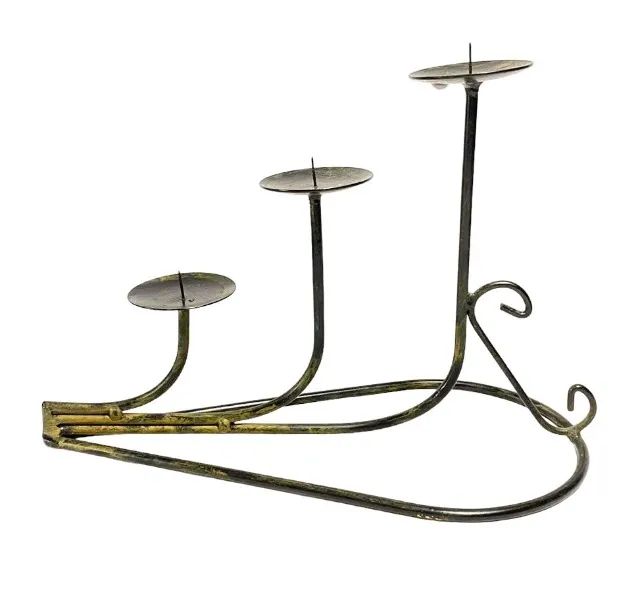 Imponente e antigo castiçal três velas Arte Deco forjado Ferro forget patinado Descrição - Foto 2