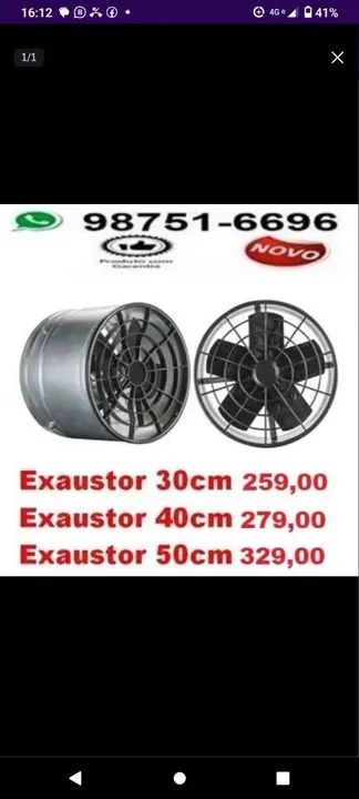 Exaustor de ar 30cm, 40cm e 50cm -Novo - entregamos 