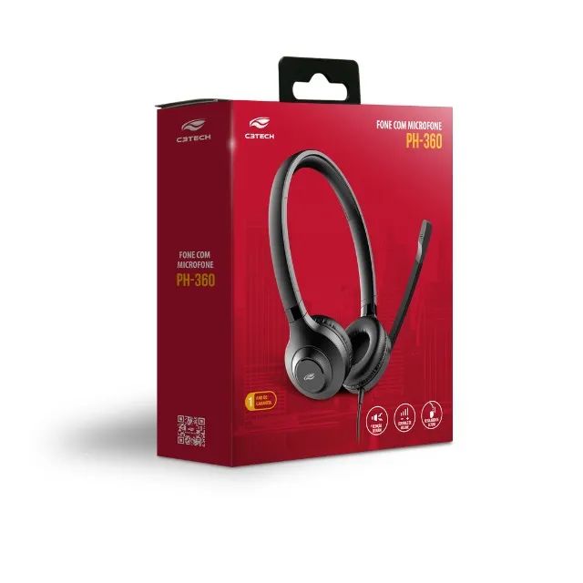 Headset Office C3Tech PH-360BK (Conexão USB) com Cancelamento de Ruído ENC - WZetta - Foto 5
