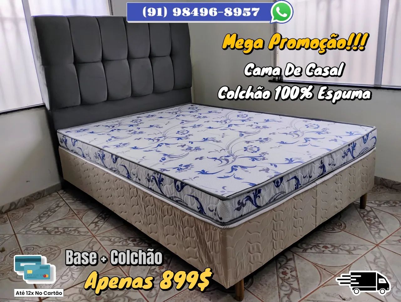 Cama Box de Casal com Colchão 100% Espuma - Mega Promoção!