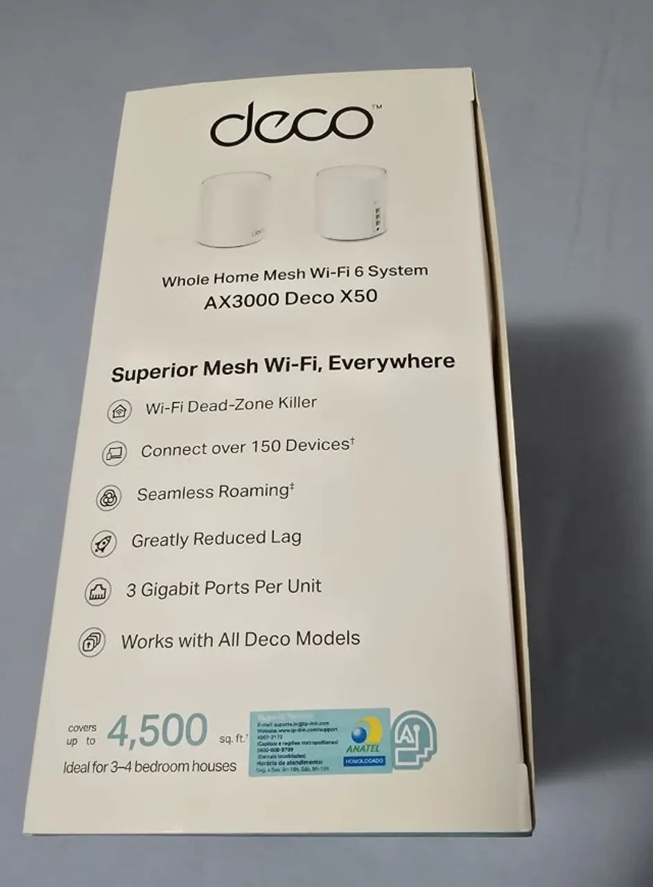 Roteador Wi-Fi 6 Mesh TP-Link Deco X50 Gigabit Dual-Band AX3000 - Pack com 2 - Foto 2