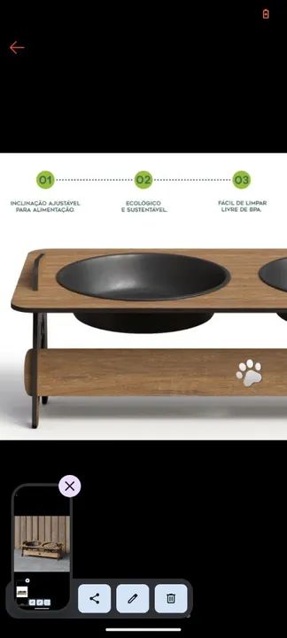 Jogo de Comedouro para Cães em Madeira - Foto 3