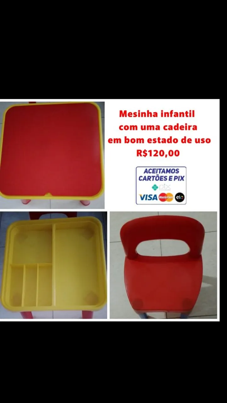Mesinha infantil com uma cadeira