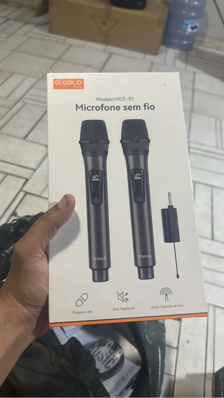 Microfone Sem Fio ?GOLD Plus MCF-51 - Kit com 2 Microfones + Receptor - Alta Captação - Foto 2
