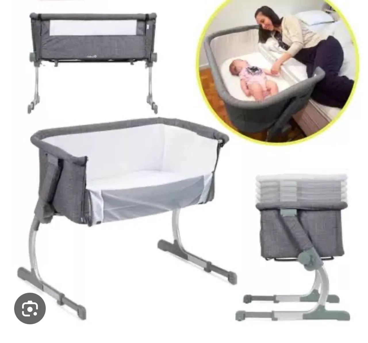 Mini berço Safety 1st, Berço Side By Side, Grey