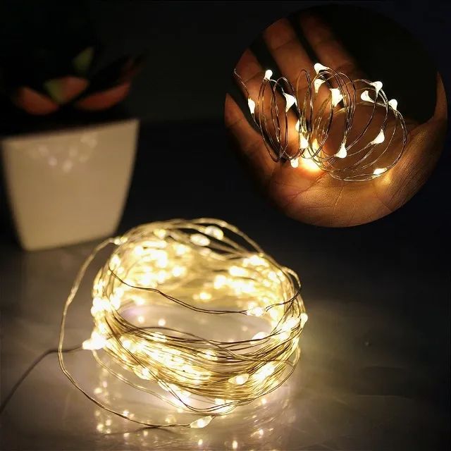 Pisca de LED Fio de Fada 20L 2 Metros A Bateria Natal Ano Novo - Foto 5
