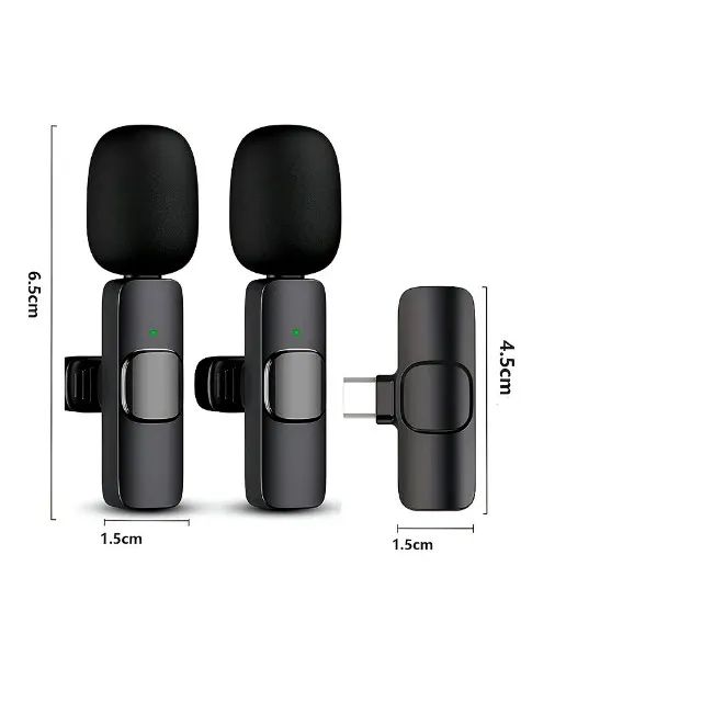 2 Microfones Wireless Lapela Adaptador IOS Encaixe Tipo C - Foto 3