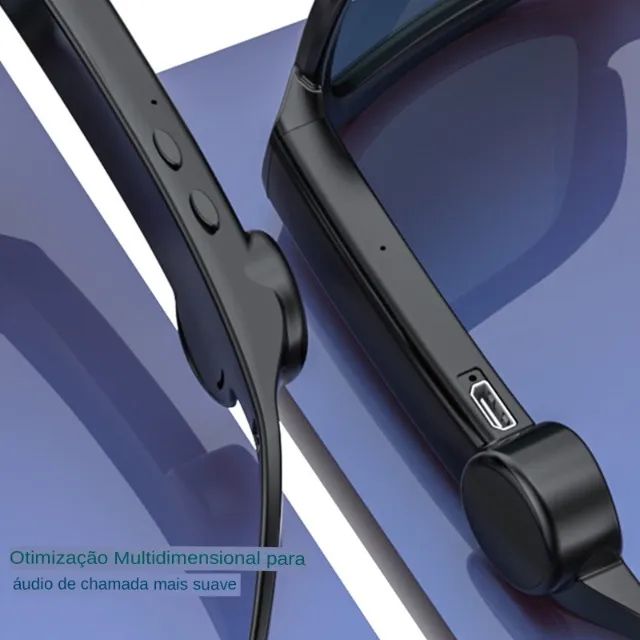 Óculos Fones de Ouvido Bluetooth Comando de voz google assistant Siri Atende Chamadas - Foto 4