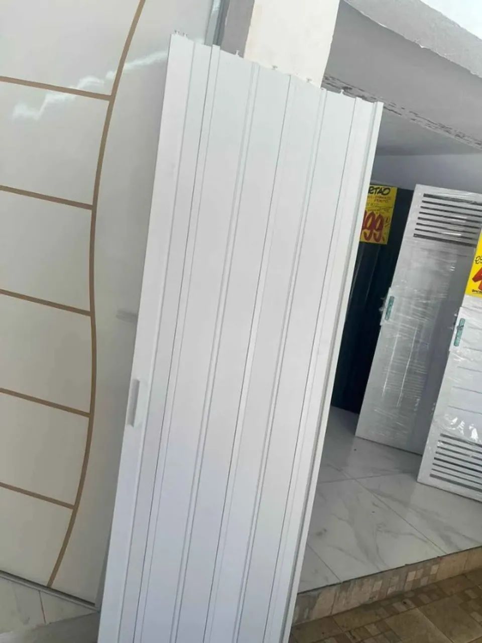 porta sanfonada completa Preta/Branca /Cinza - Foto 2