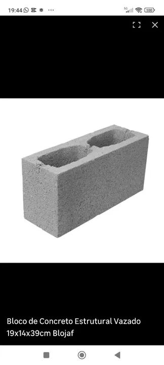 1000 Blocos de Concreto Estrutural Vazado 19x14x39cm Blojaf