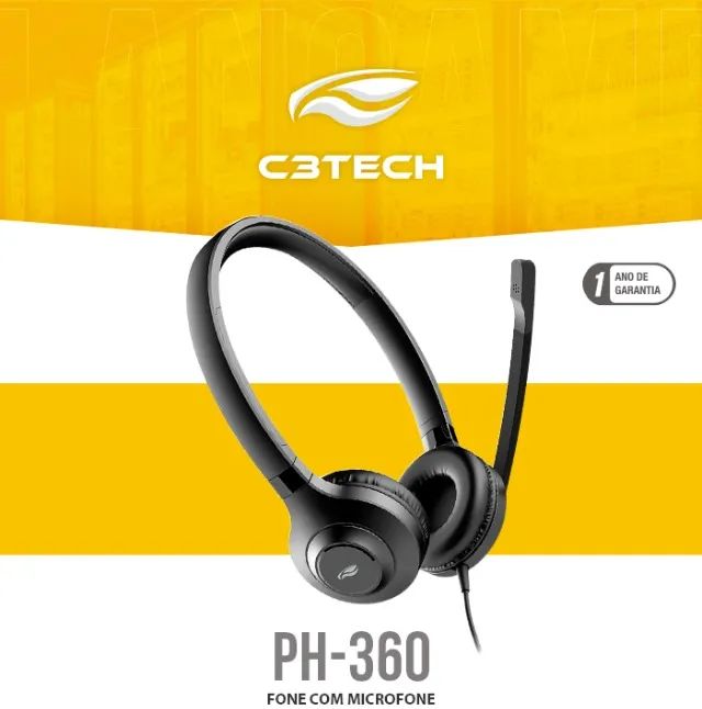 Headset Office C3Tech PH-360BK (Conexão USB) com Cancelamento de Ruído ENC - WZetta - Foto 3