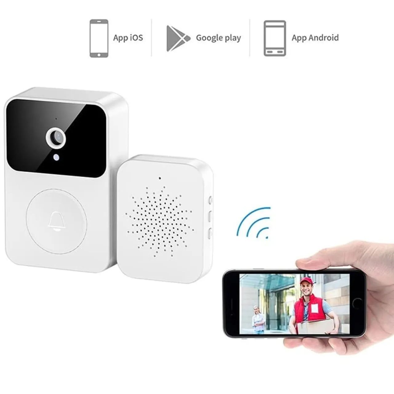 Campainha Interfone Inteligente Com Câmera e Áudio Wi-fi Sem Fio - Foto 4