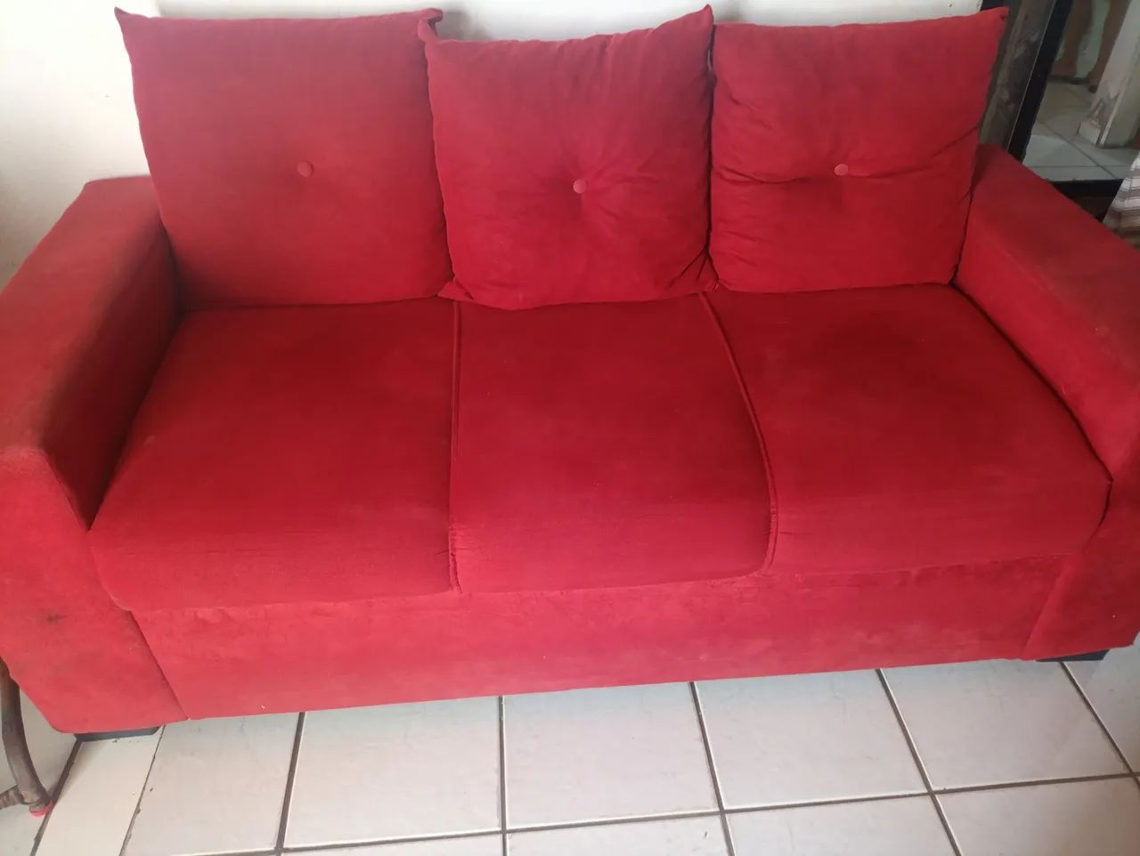 Sofá Vermelho 3 Lugares