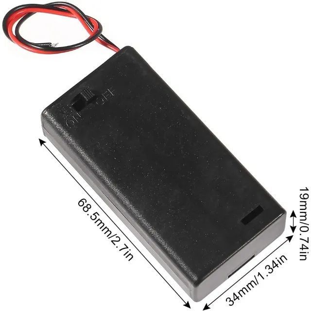 Kit 2x Suporte Porta 2 Pilhas Aa Com Tampa E Chave Liga/desliga