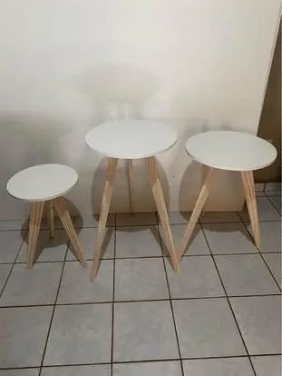 Trio de mesas decorativas mdf/pinus