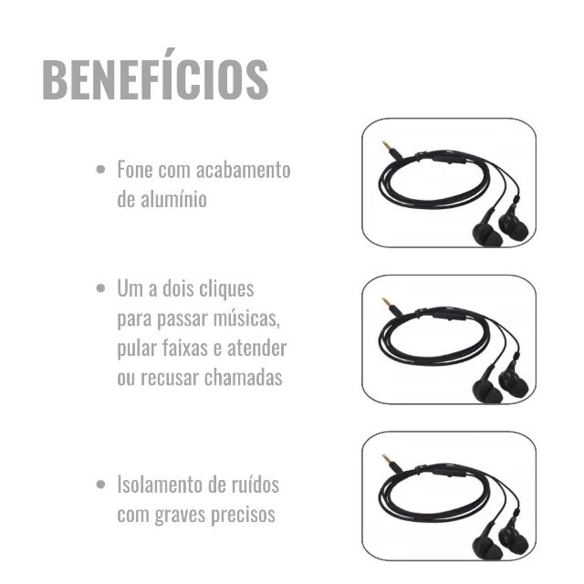 Fone De Ouvido Intra Auricular Com Fio E Microfone P2 3.5mm Onistek - Foto 3