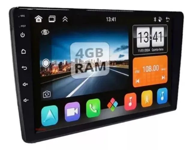 Multimídia Octacore 9 Pol. Carplay/A. Auto S/ Fio Slot Chip 4G 4Gb/64Gb City 2015 a 2021 - Foto 4