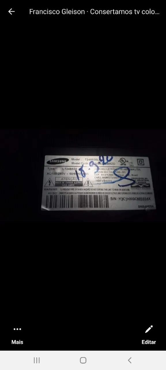 Conserto TV a domicilio 65 polegadas 75 polegadas 82 polegadas 