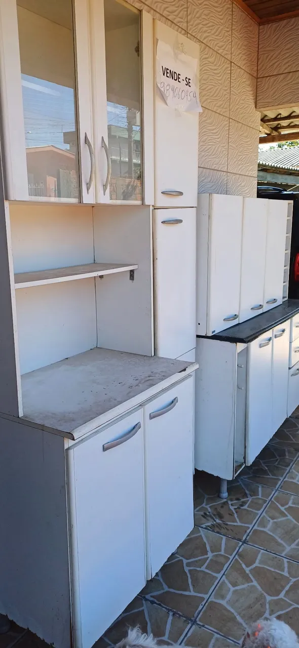 Kit Paneleiro, Cristaleira, aéreo e Balcão de cozinha branco
