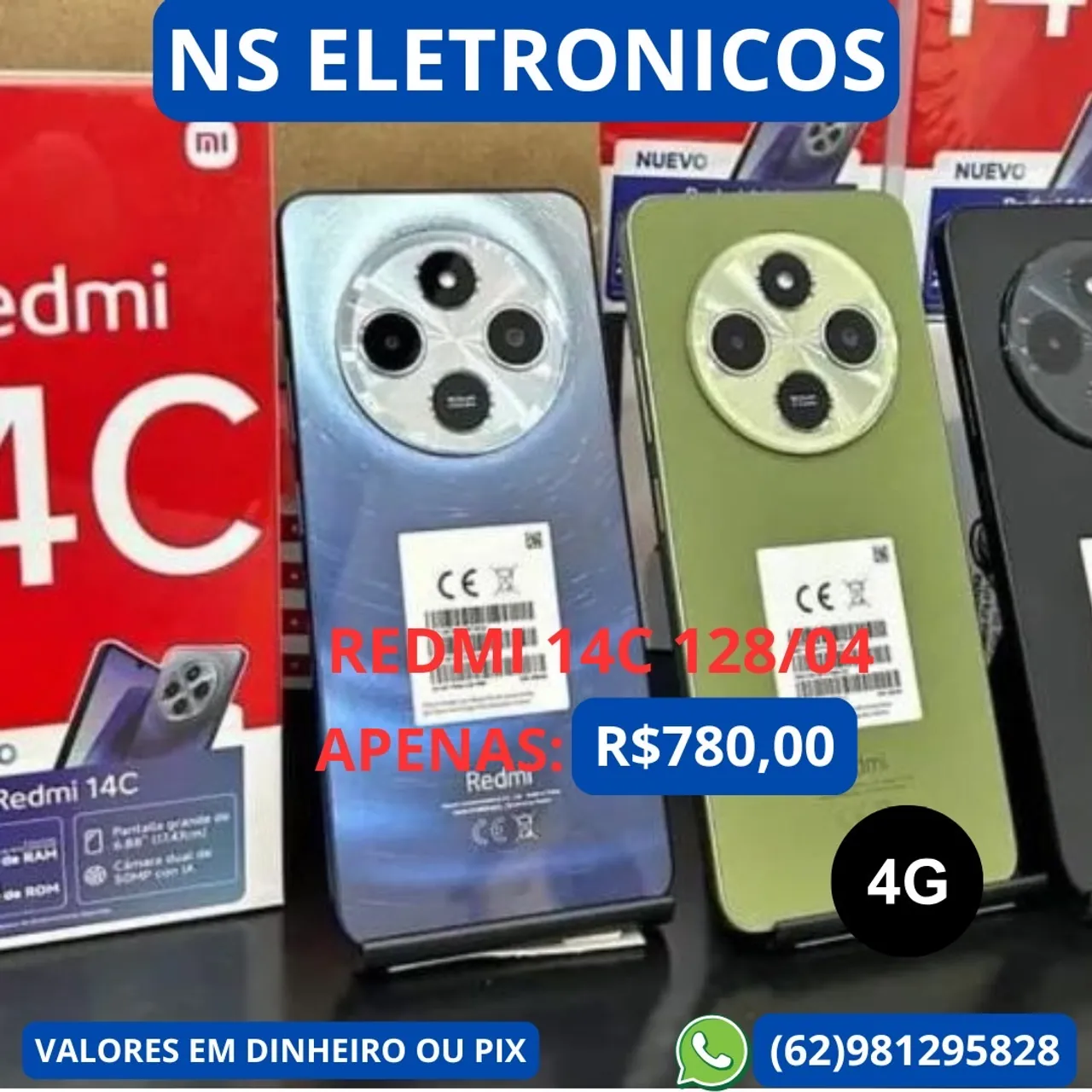 Redmi 14c 04/128 Preto Verde Azul Lilás Entregamos Novo