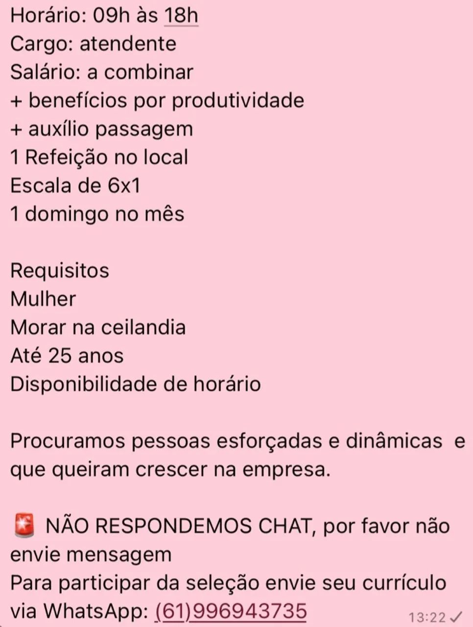 VAGA ATENDENTE