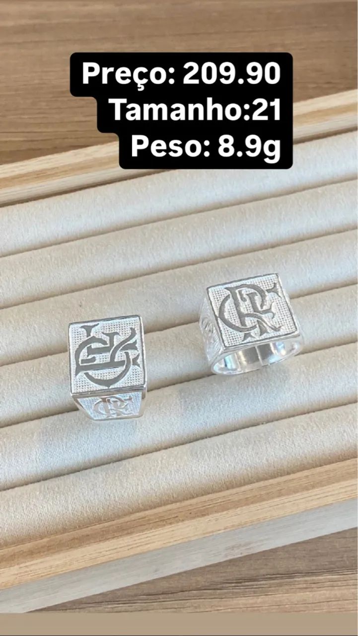 Anel de Prata c/ Símbolo do Flamengo - Tamanho 21