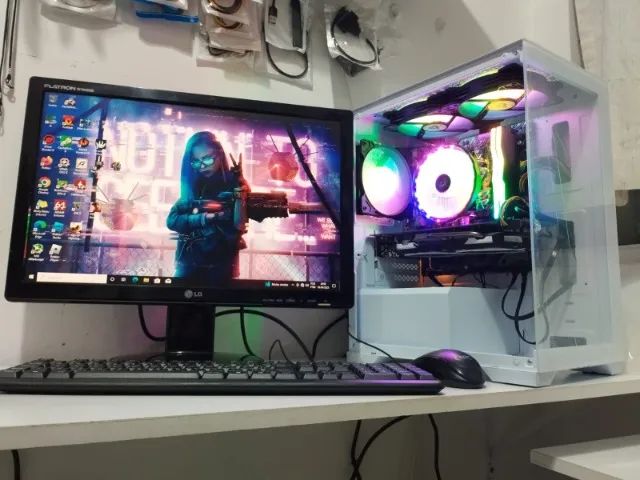 Pc Gamer Ryzen 5 2600, RX 580,16gb Mem, SSD 240gb, tela 20 pol. *Entrego*Parcelo