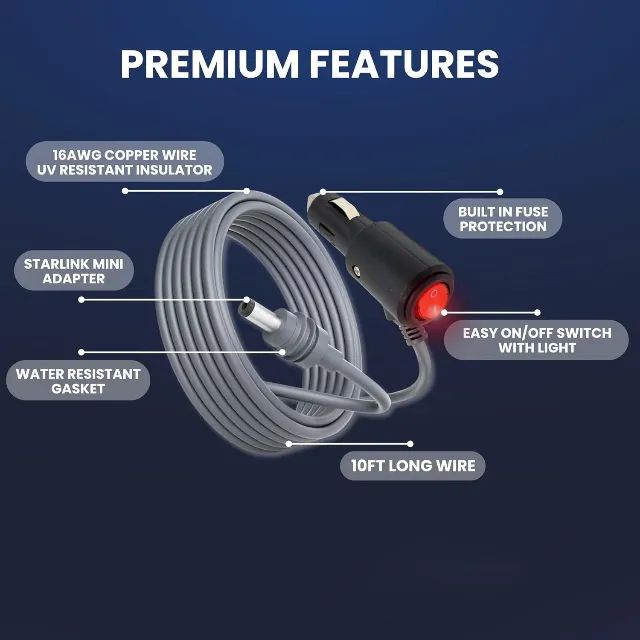 Cabo Veicular 12/24v Starlink Mini, 3M com vedação original - Foto 3