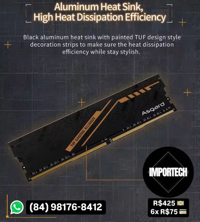 Memória Ram Asgard Tuf Gaming Alliance 32gb (2x16gb) Ddr4 3200mhz. @importech_084