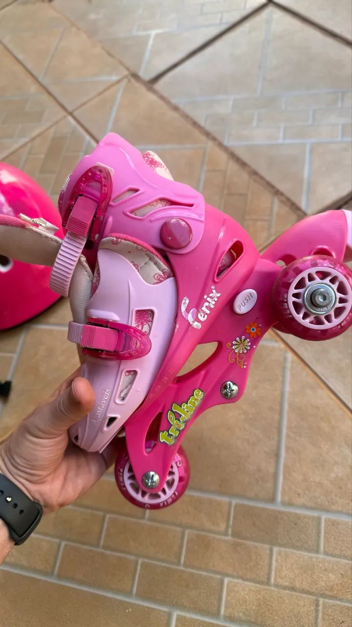 Patins Roller Infantil Tri Line 3 Rodas Com Kit De Proteção - Foto 3