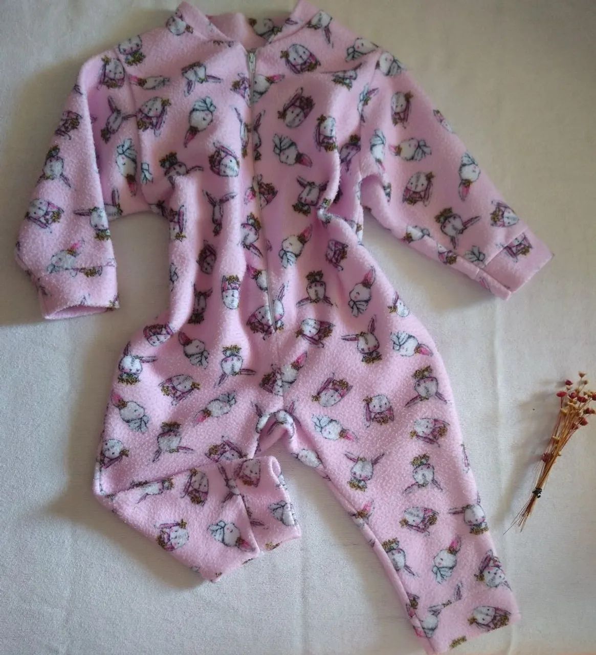 Macacão Pijama Infantil menina veste 2 anos tecido soft quentinho. - Foto 5