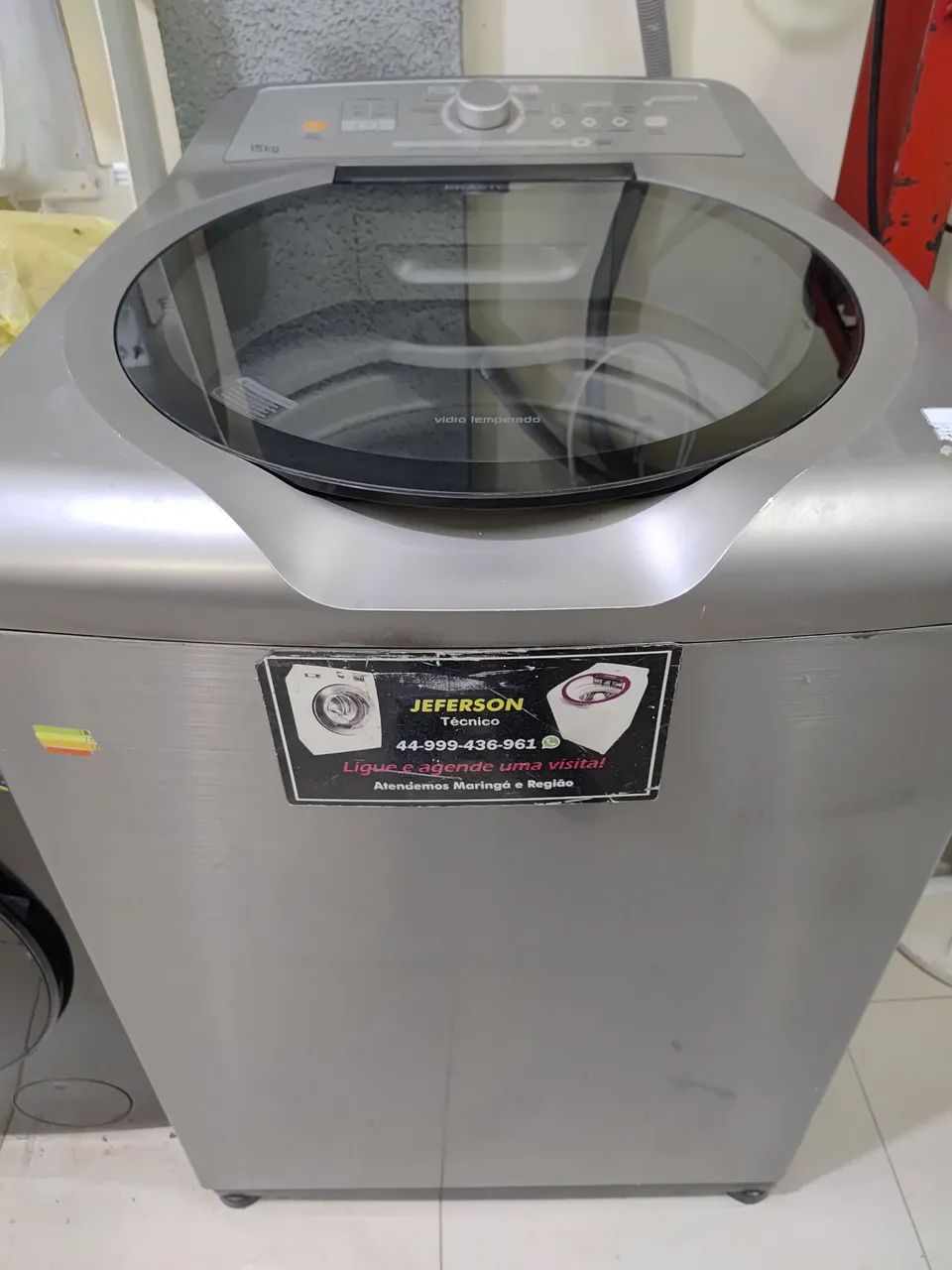 Máquina de lavar roupas 15 kg Brastemp inox 