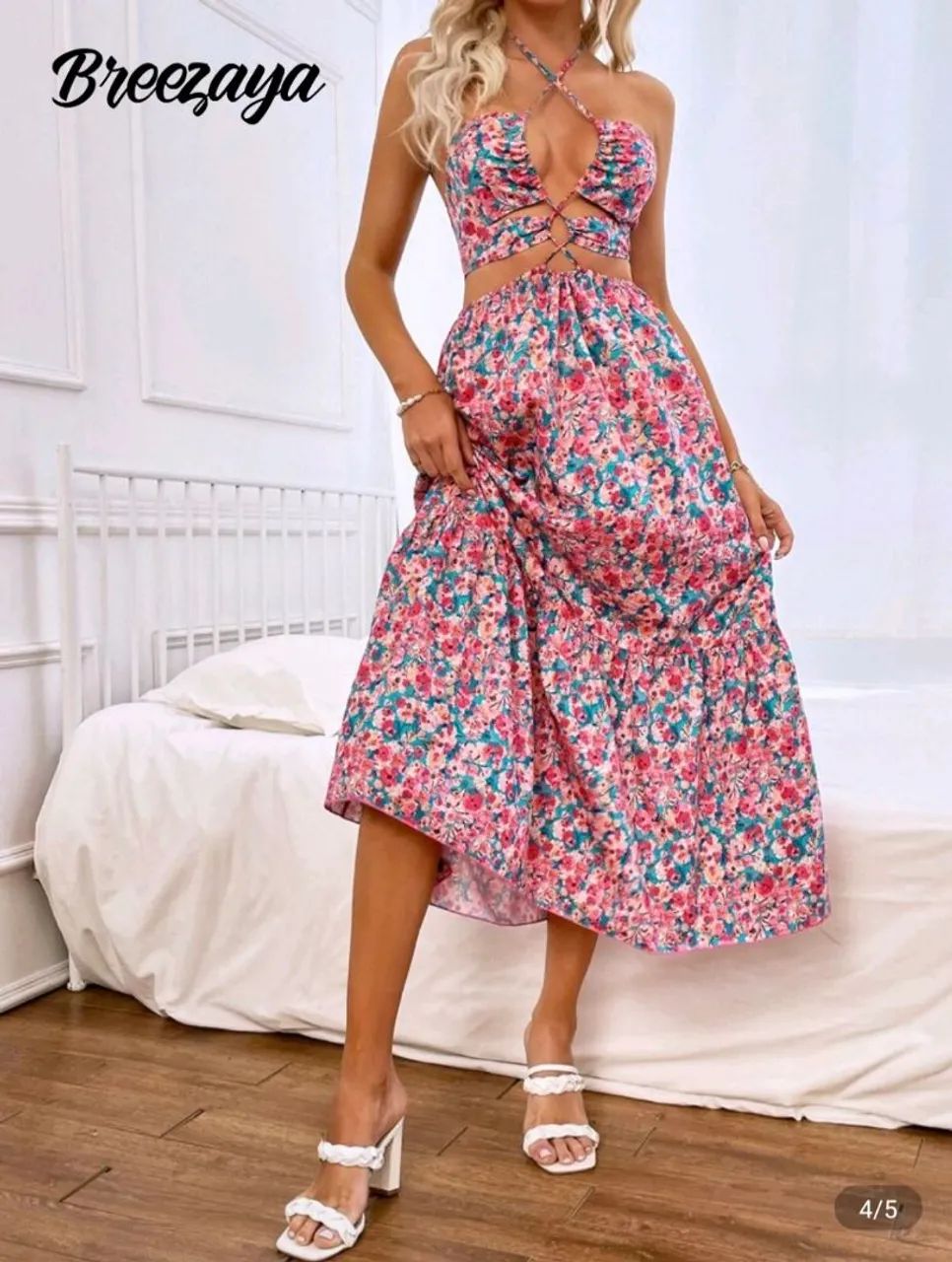 Vestido longo estampa Floral - Shein  - Foto 4