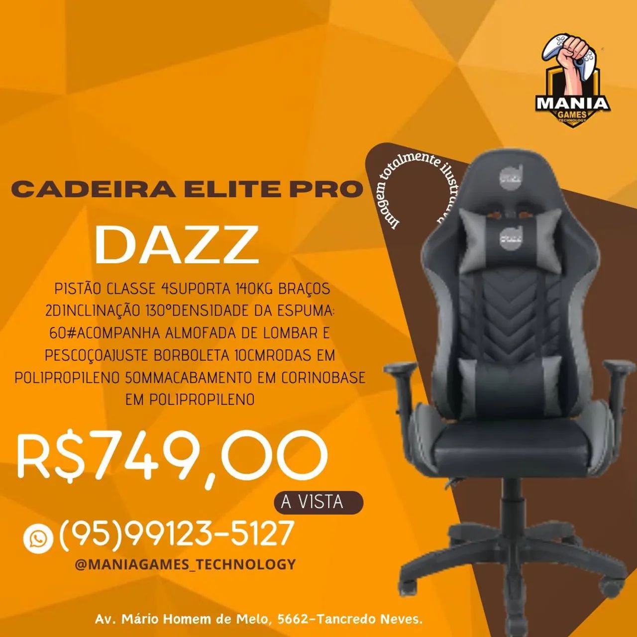 Cadeia Gamer Elite Pro Dazz - Preço Imperdível!