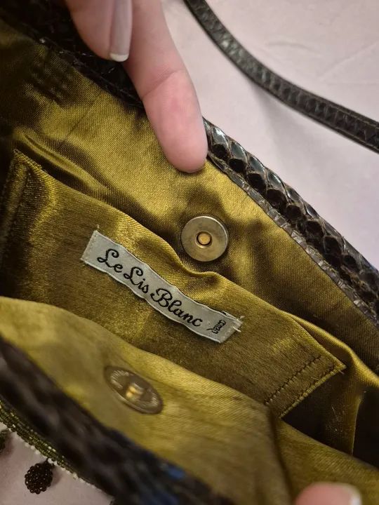 Bolsa de mão vintage em miçangas verde - Foto 2