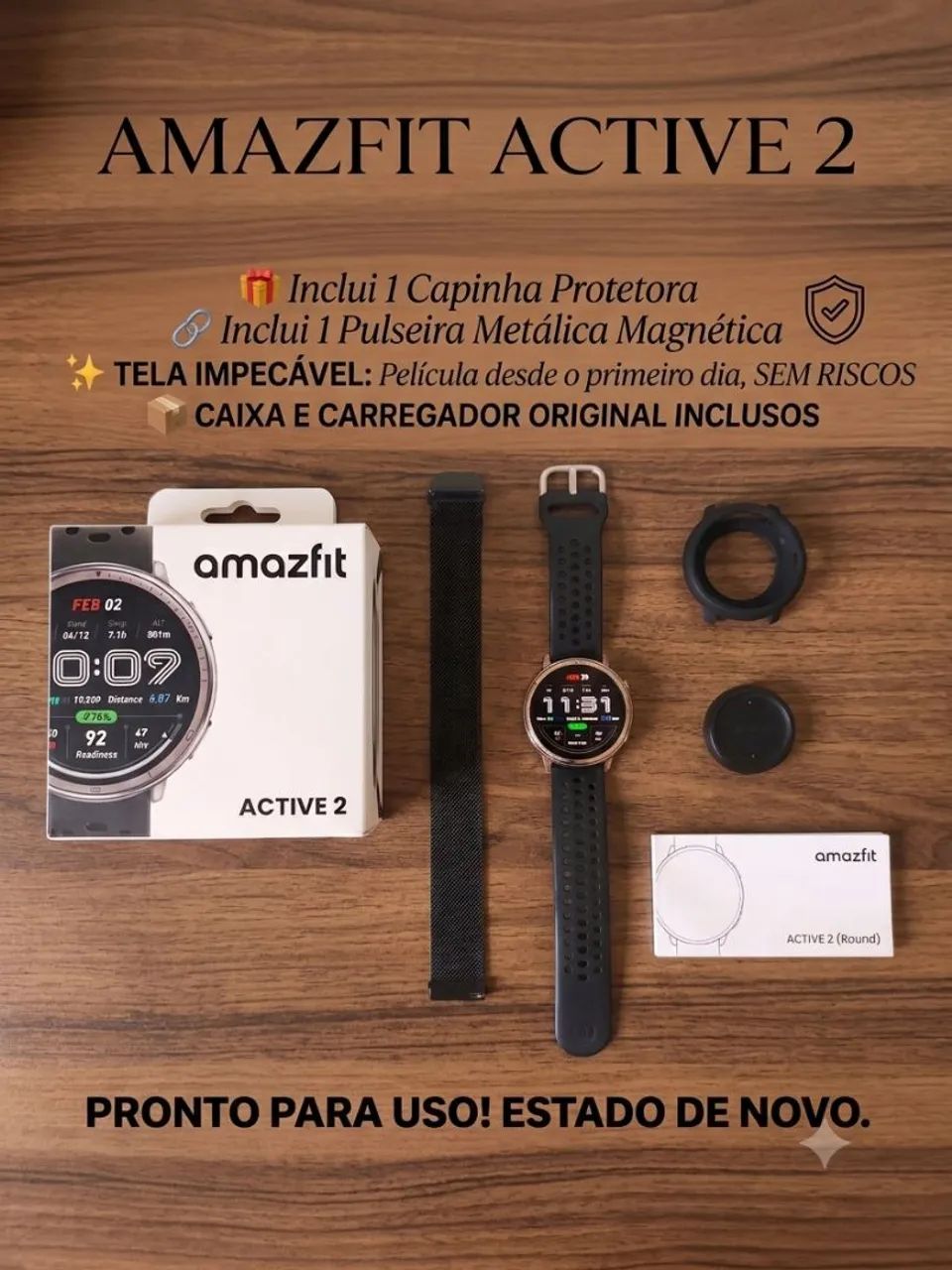 Amazfit activi 2 (com acessórios!)