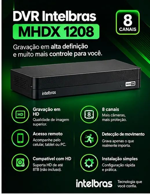 Kit Dvr MHDX1208 intelbras - Foto 3