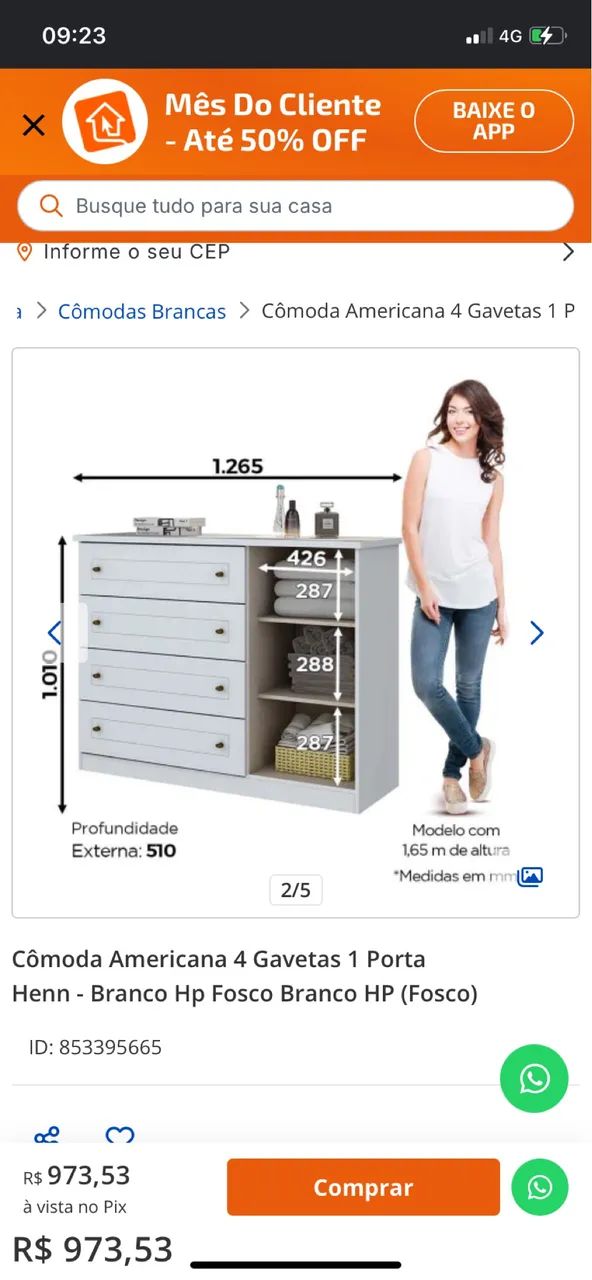 Cômoda Infantil Henn - Cinza com travas para criança - Foto 2