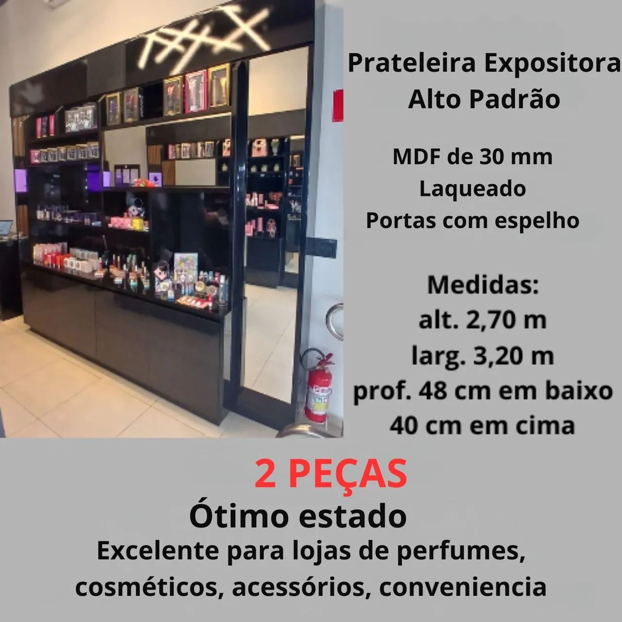 Estante para  loja com nicho e espelhos