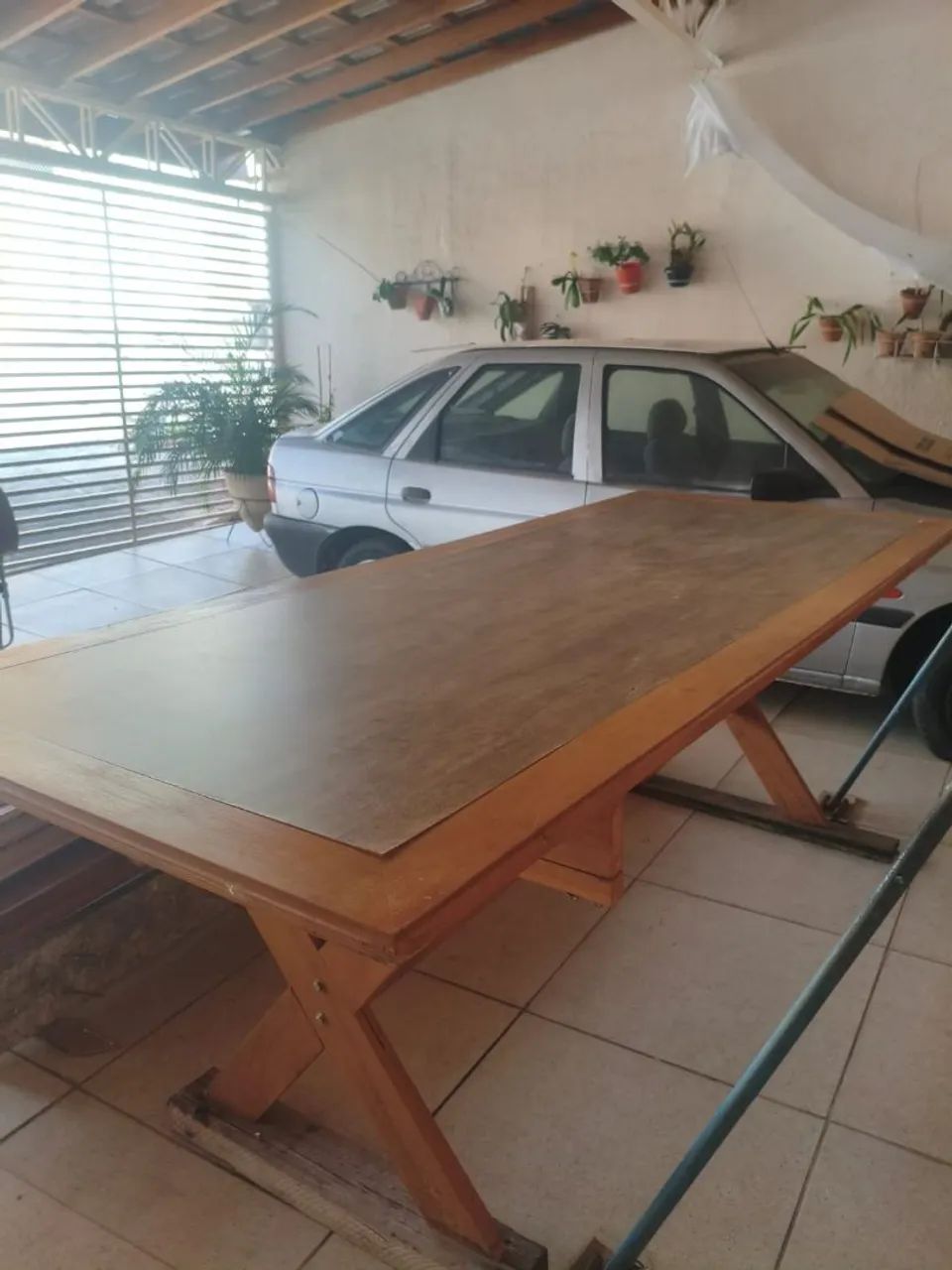 Mesa de Madeira Rústica 2,5m x 1m - Excelente Estado