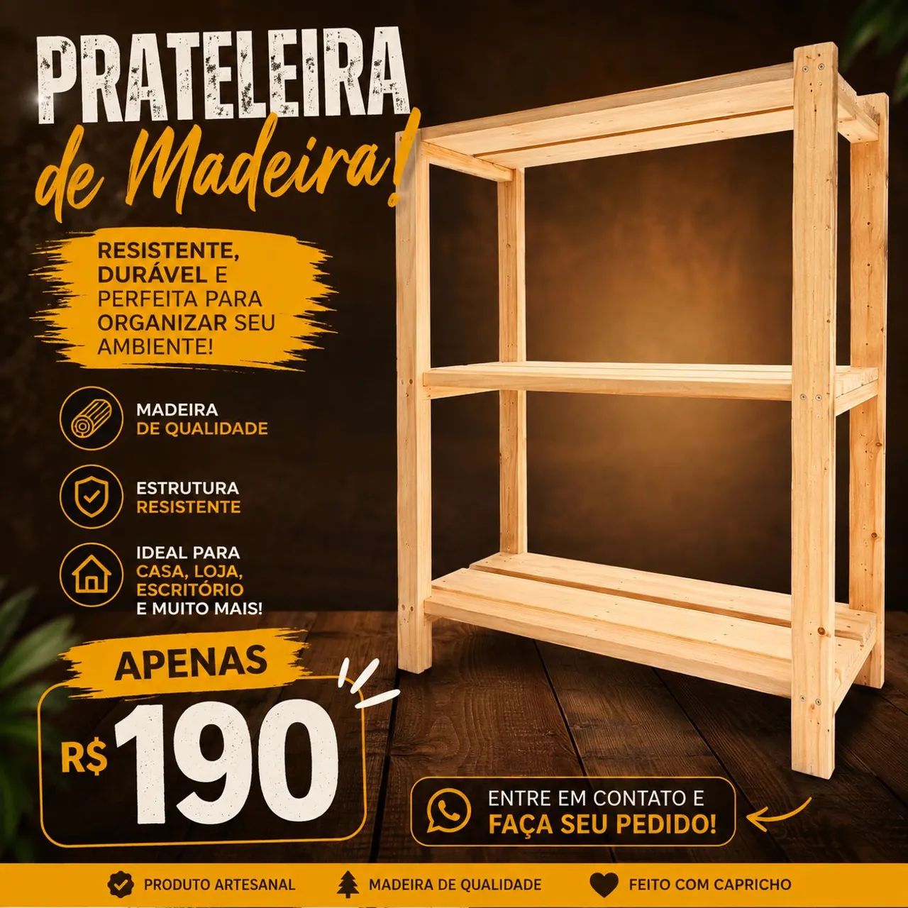 Prateleira de madeira