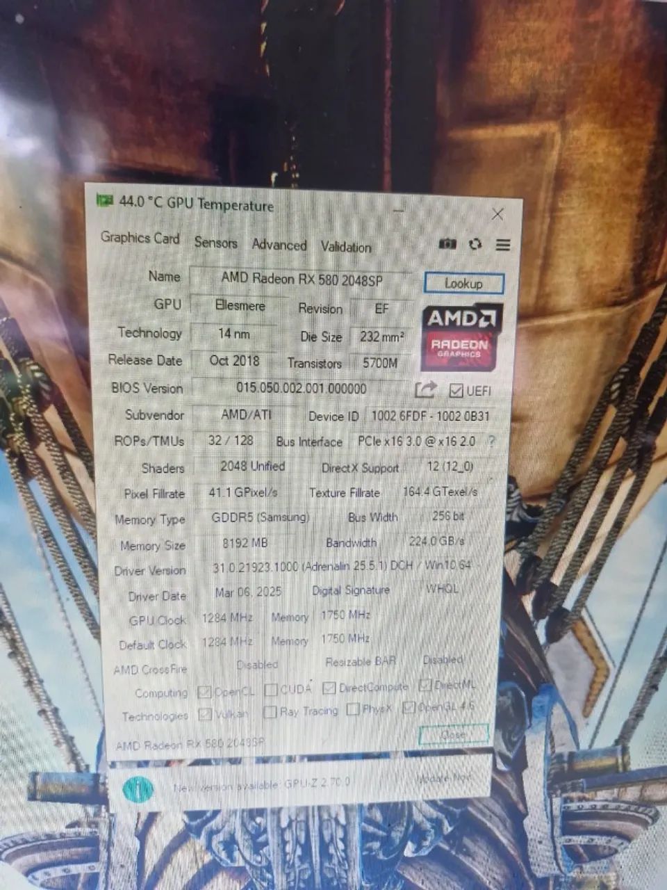 RX 580 2048SP 8GB MLLSE Samsung 256-Bit + Caixa | Testada - Foto 2