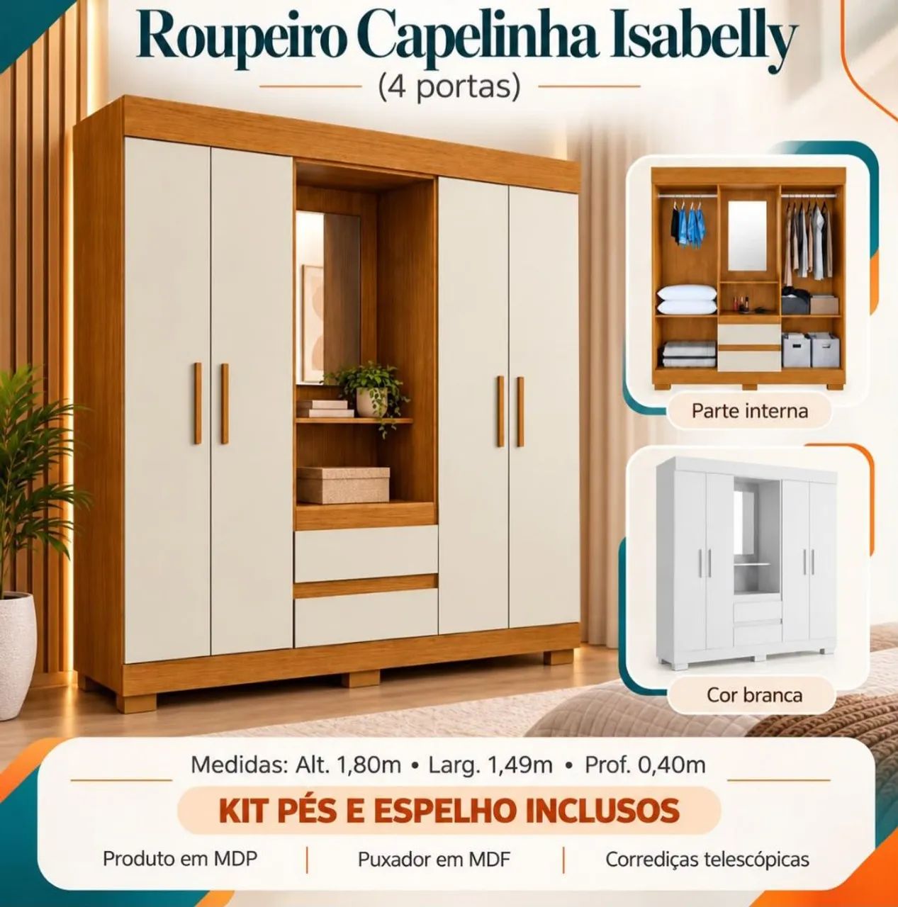 Guarda roupa casal com espelho  - Foto 5
