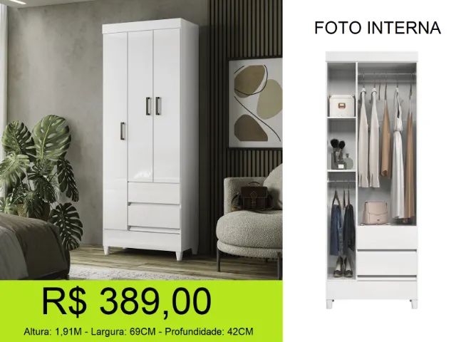 Guarda roupa de solteiro parcelamos sem juros 
