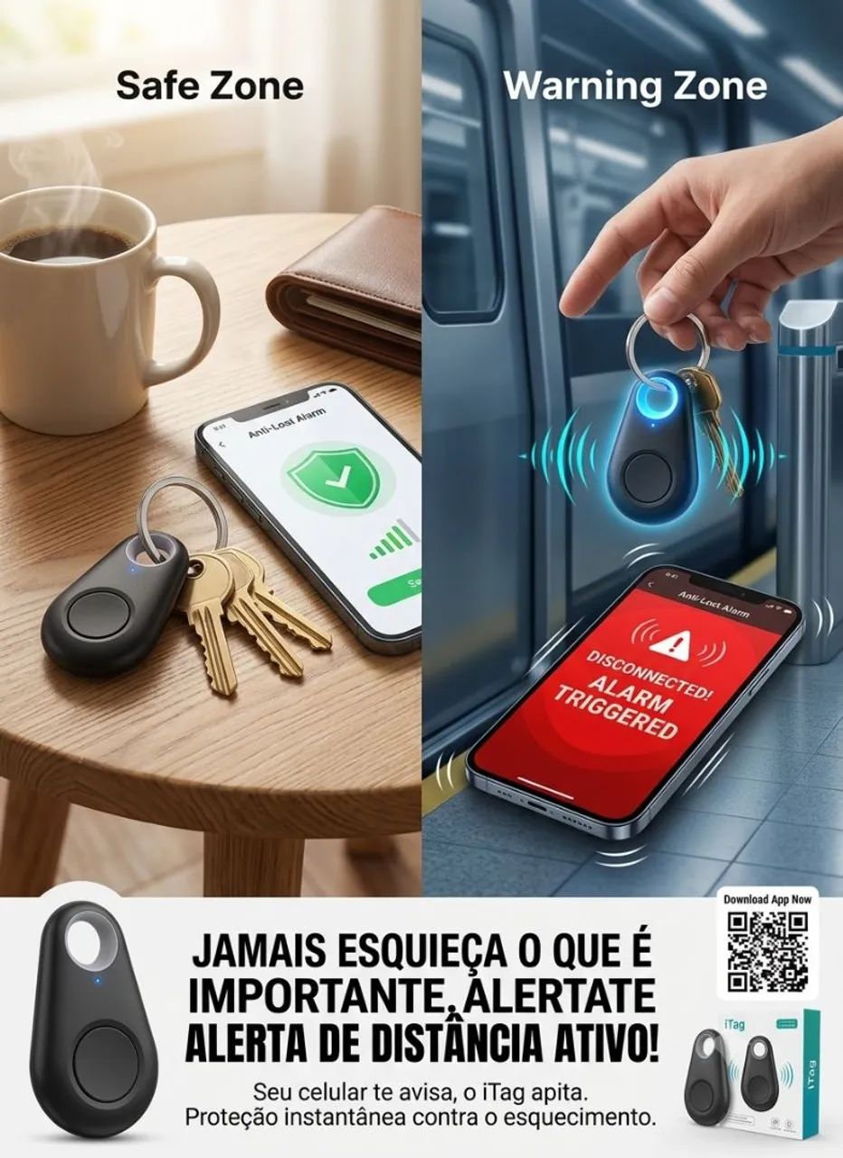 Localizador GPS iTag Alarme Rastreio de Objetos - Não perca nada