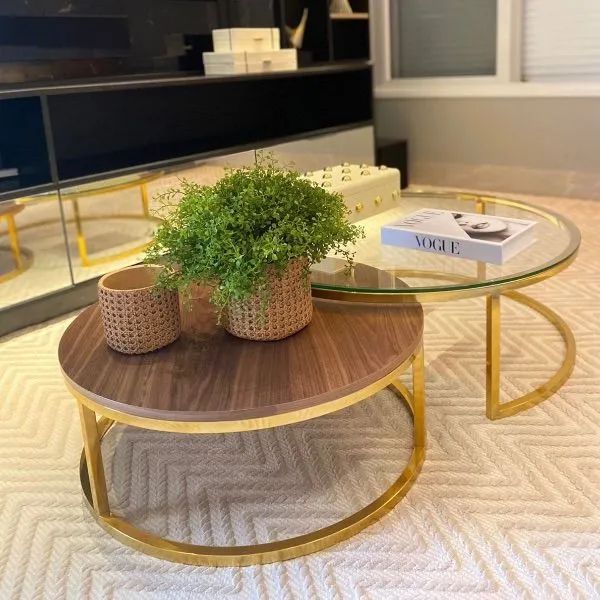 Conjunto Mesa de Centro Tampo de Vidro - Foto 3