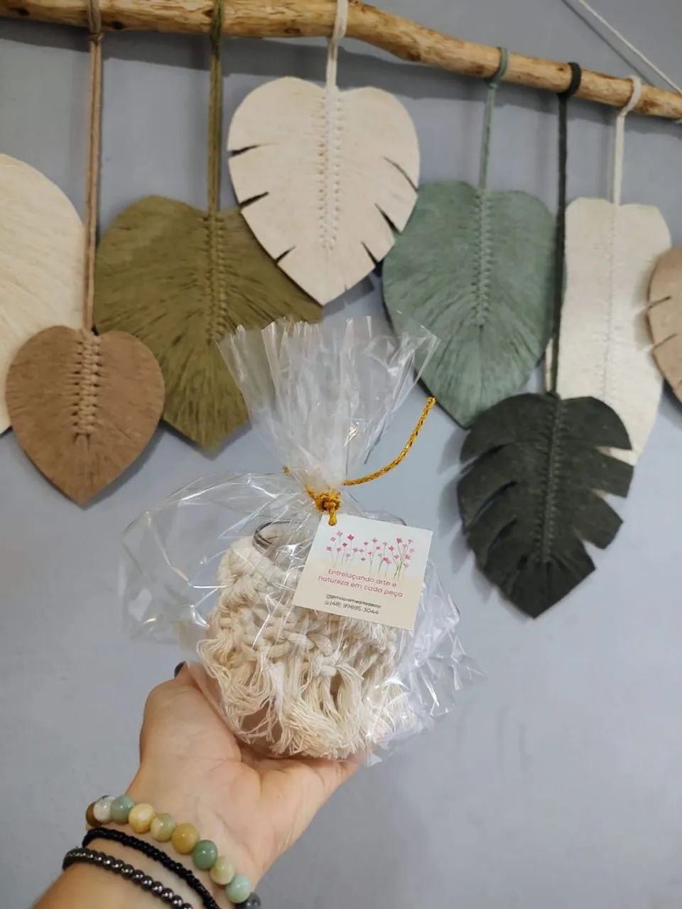 Painel de Macramé Modelo Grande Galho Rústico Boho Tendência  - Foto 4