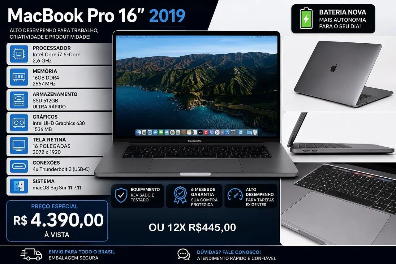 MacBook Pro 2019 Intel core i7 16Gb RAM/ SSD 512GB